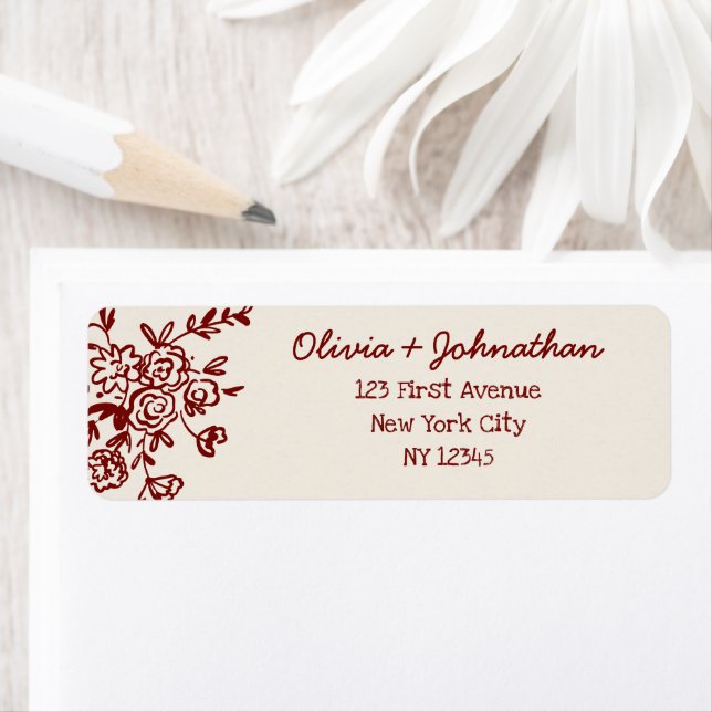 Etiqueta Endereço de Devolução de Casamento com Desenhos à  (Insitu)