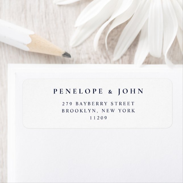 Etiqueta Endereço de Devolução de Casamento com Letra Serif (Insitu)