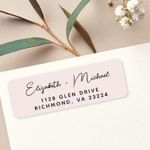 Etiqueta Endereço de Devolução de Casamento Cor-de-Rosa de