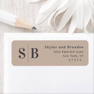 Etiqueta Endereço de Devolução de Casamento de Beige Neu