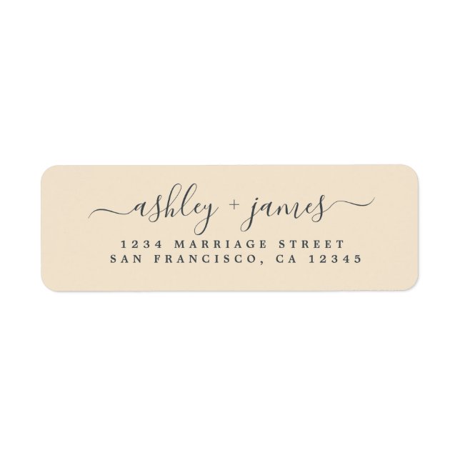 Etiqueta Endereço de devolução de casamento de marfim preto (Frente)