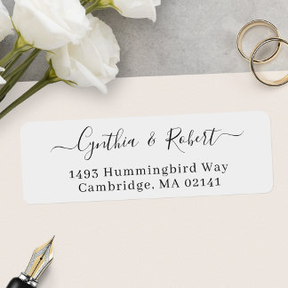 Etiqueta Endereço de devolução de casamento de script minim