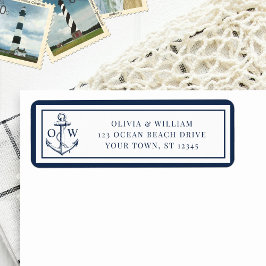 Etiqueta Endereço de devolução de casamento do monograma de