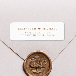 Etiqueta Endereço de devolução de casamento Dourado branco 