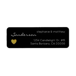 Etiqueta Endereço de devolução de casamento Dourado negro
