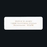 Etiqueta Endereço de Devolução de Casamento Dourado Suave E<br><div class="desc">Uma simples etiqueta de volta do casamento de ouro mole.</div>