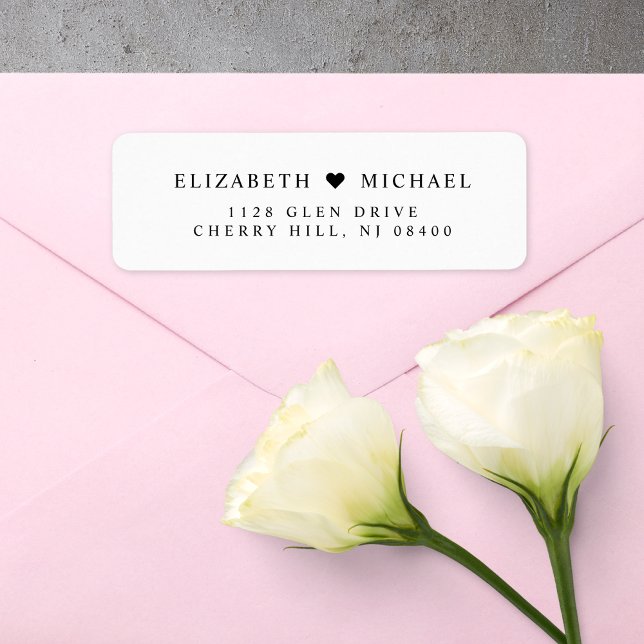 Etiqueta Endereço de Devolução de Casamento Elegante (Criador carregado)