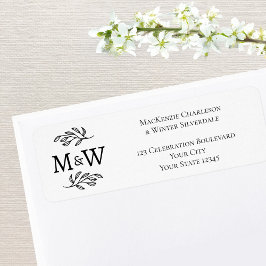 Etiqueta Endereço de Devolução de Casamento Elegante do Mon