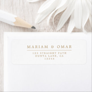 Etiqueta Endereço de Devolução de Casamento Elegante Minima