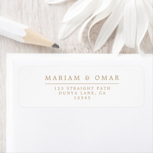 Etiqueta Endereço de Devolução de Casamento Elegante Minima (Insitu)