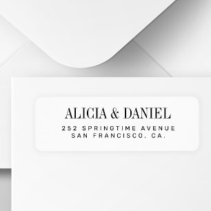 Etiqueta Endereço de devolução de casamento elegante preto
