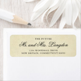 Etiqueta Endereço de Devolução de Casamento Elegante Vintag