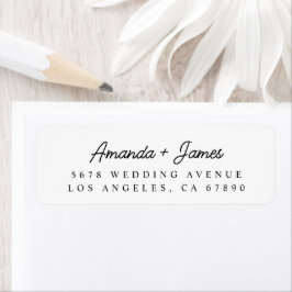 Etiqueta Endereço de Devolução de Casamento em Letra Elegan