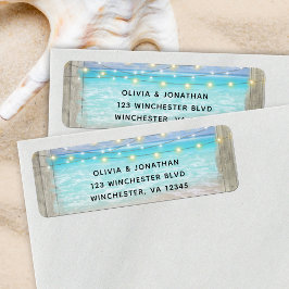 Etiqueta Endereço de Devolução de Casamento em Madeira de P