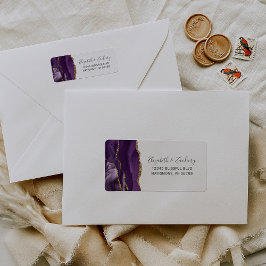 Etiqueta Endereço de Devolução de Casamento em Roxo Chic Do