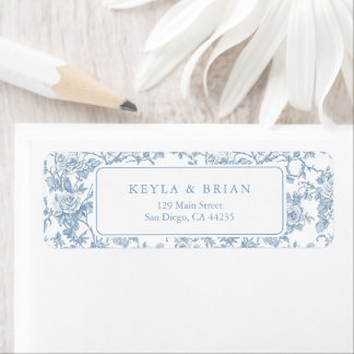 Etiqueta Endereço de Devolução de Casamento em Toile Floral