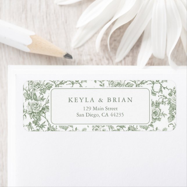 Etiqueta Endereço de Devolução de Casamento em Toile Floral (Insitu)