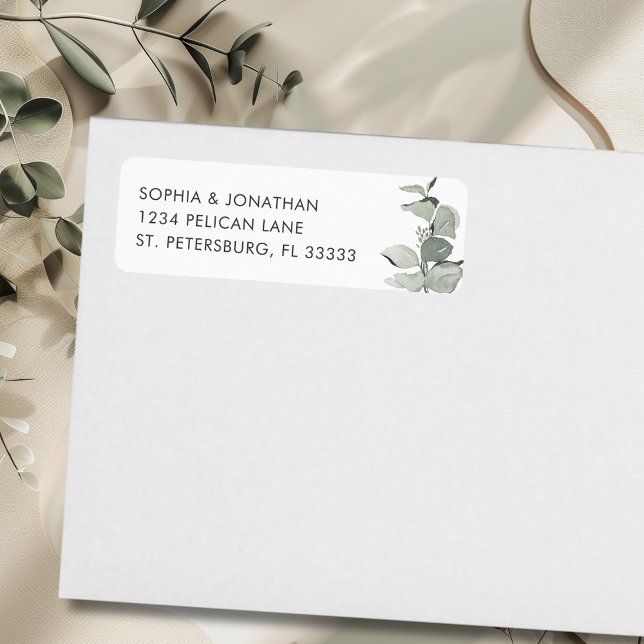 Etiqueta Endereço de devolução de casamento Eucalyptus eleg (Elegant Eucalyptus Wedding Return Address Label)