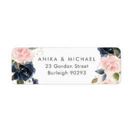 Etiqueta Endereço de Devolução de Casamento Floral de Bkush