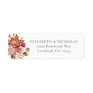 Etiqueta Endereço de Devolução de Casamento Floral em Aquar