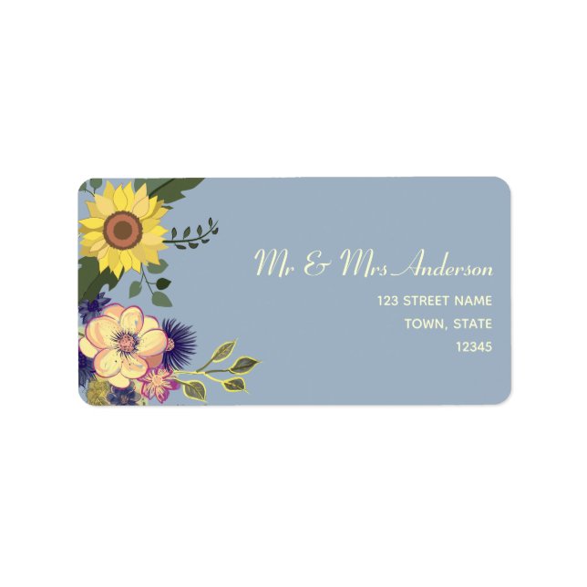 Etiqueta Endereço de Devolução de Casamento Floral em Aquar (Frente)