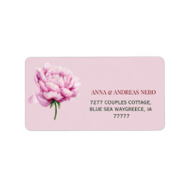 Etiqueta Endereço de Devolução de Casamento Floral Piony