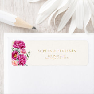 Etiqueta Endereço de Devolução de Casamento Floral Rosa Vib