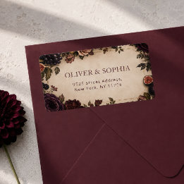 Etiqueta Endereço de Devolução de Casamento Floral Vintage 