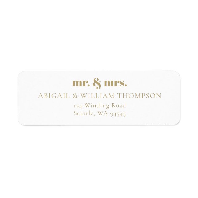 Etiqueta Endereço de devolução de casamento moderno e Doura (Frente)