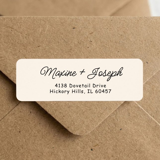 Etiqueta Endereço de Devolução de Casamento Preto e Marfim  (Retro black and ivory return address label adds vintage style to wedding mail.)