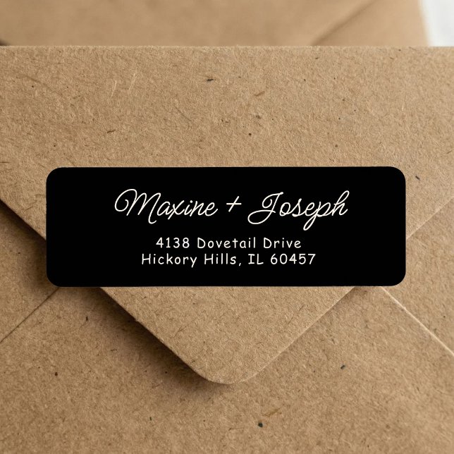 Etiqueta Endereço de Devolução de Casamento Preto e Marfim  (Retro black and ivory wedding return address label adds timeless charm to every envelope.)