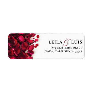 Etiqueta Endereço de Devolução de Casamento Rosa vermelha