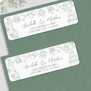 Etiqueta Endereço de Devolução de Casamento Verde Caprichos