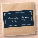 Etiqueta Endereço de Devolução de Casamentos Elegantes Clás<br><div class="desc">Composto de simples quadros revestidos de hetero com script cursivo clássico e tipografia serif. Esses elementos são simples,  eternos e clássicos. Este foi projetado pelo White Paper Birch Co. exclusivo para Zazzle. Disponível aqui: http://www.zazzle.com/store/whitepaperbirch</div>