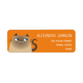 Etiqueta Endereço de Devolução de Cat Orange Siamese