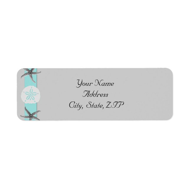 Etiqueta Endereço de devolução de Cinza e Banda de Aqua (Frente)