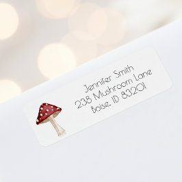 Etiqueta Endereço de devolução de Cogumelo Vermelho com Aqu