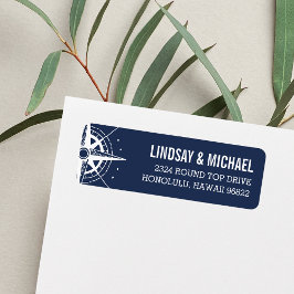 Etiqueta Endereço de Devolução de Compass Moderno Náutico