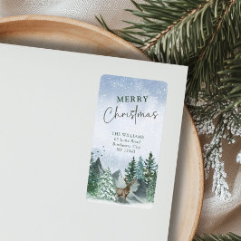 Etiqueta Endereço de devolução de cor verde de Natal person