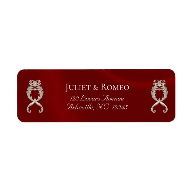 Etiqueta Endereço de Devolução de Design Barroco - Vermelho (Frente)