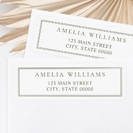 Etiqueta Endereço de devolução de duas bordas verde-oliva m