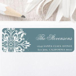 Etiqueta Endereço de devolução de feriado de neve branco