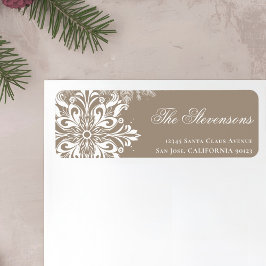 Etiqueta Endereço de devolução de feriado de neve branco be