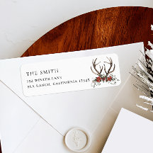 Endereço de devolução de feriado Stag de aquarela 