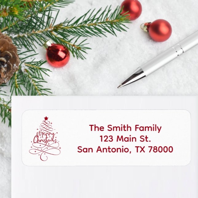 Etiqueta Endereço de Devolução de Férias de Natal (Merry Christmas Return Address Sticker)