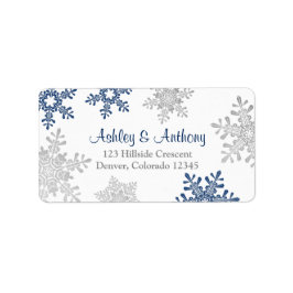 Etiqueta Endereço de Devolução de Floco de Neve do marinho 