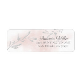 Etiqueta Endereço de devolução de folha de cor d'água rosa
