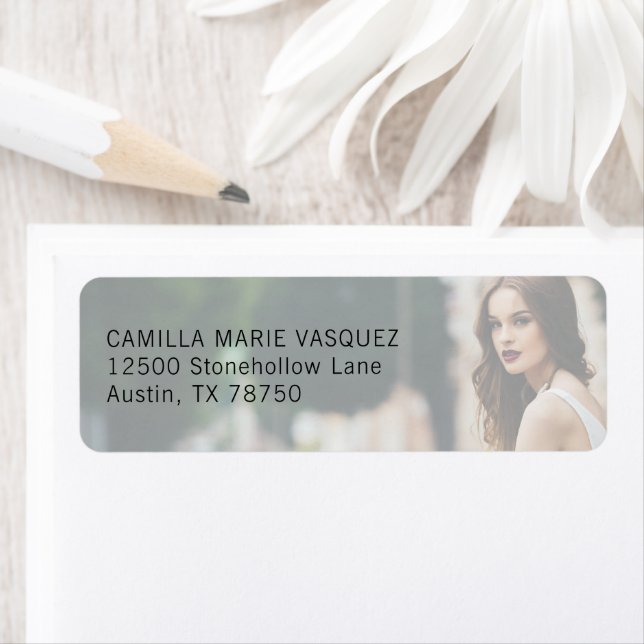 Etiqueta Endereço de Devolução de Foto de Graduação Chic Bl (Insitu)