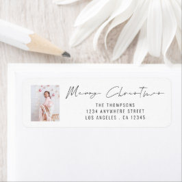 Etiqueta Endereço de devolução de fotos do script Feliz Nat