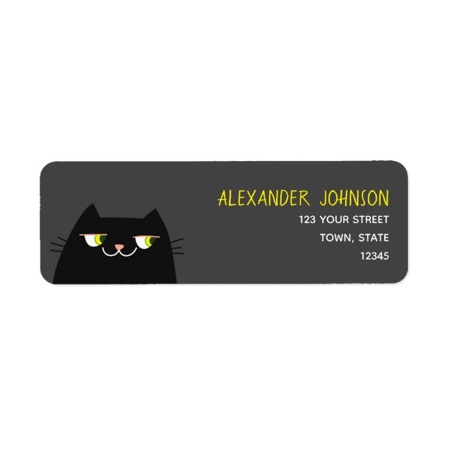 Etiqueta Endereço de Devolução de Gato Preto (Frente)